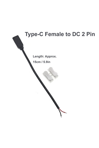 Choice 1pcs C Female 15cm DC 2 Pin Power Cable USB and Type C Male Female to 2 Core Extension Cord For 5V E