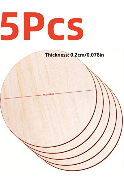 Choice 5 قطع - 15 سم 5 قطع 6 بوصة أقراص خشبية مستديرة للحرف اليدوية دوائر خشب...