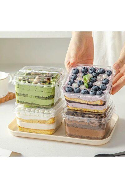 Choice 400ml Clear Tiramisu Box Special Disposable Transparent Packaging Box Mold Cake Packaging Sticker Sq