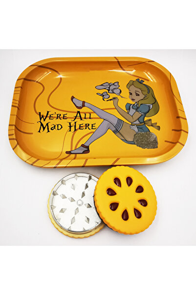 Choice Beige Cookie Metal Grinder Shape 55mm Biscuit Grinder with Tinplate Rolling Tray 7x5.5" Kit Crusher