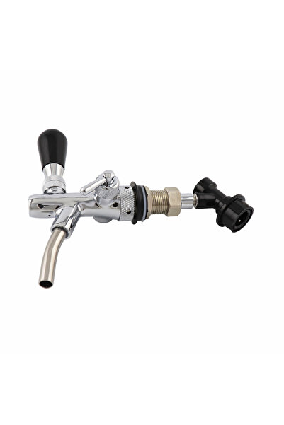 Choice صنبور بيرة فضي قابل للتعديل مع قفل كروي سائل، قابل للفصل، مطلي بالكروم، للتحكم في تدفق البيرة F