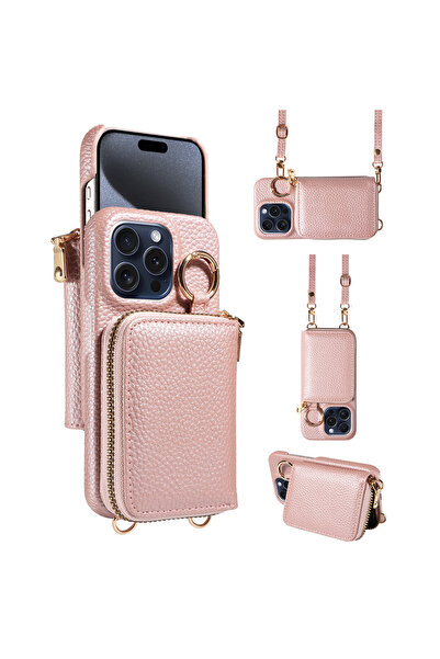 Choice iPhone 12 mini Artificial Leather Case & Strap rose gold High Quality ...