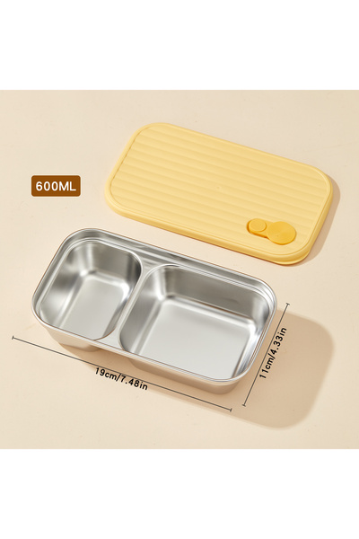 WORTHBUY صندوق غداء من الفولاذ المقاوم للصدأ 304 من طراز B باللون الأصفر بسعة 600 مل مع غطاء، حامل سلطة فواكه محمول