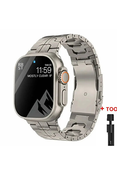 CAOWTAN 42 مم 44 مم 45 مم 49 مم تيتانيوم - حزام أداة تيتانيوم لساعة Ultra2 49...