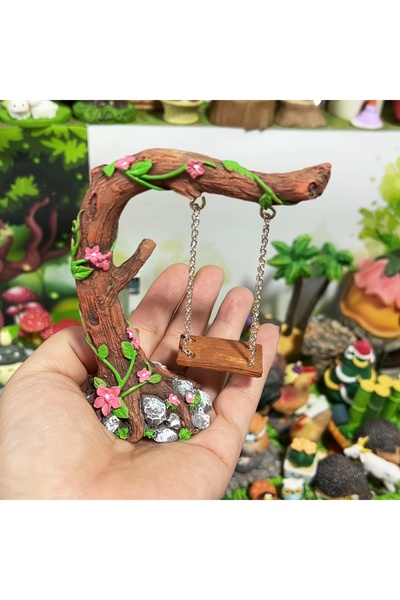 Choice شجرة أرجوحة، قطعة واحدة، ديكور حديقة جنية - جذع شجرة من الراتنج العتيق...