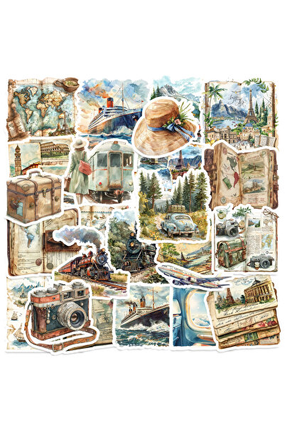 Choice 50 قطعة من ملصقات السفر الخارجية العتيقة لدفتر القصاصات والمجلات والحر...