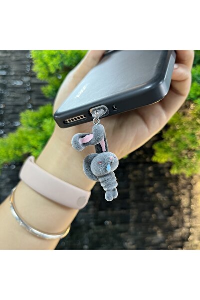 Choice غطاء الغبار العالمي للهاتف على شكل أرنب أسود لطيف بلون الدوبامين صغير ...