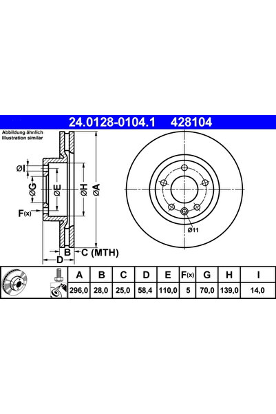Ate Disc frana Opel Omega A/Omega B/Senator B Vauxhall Carlton Model 3/Omega/...