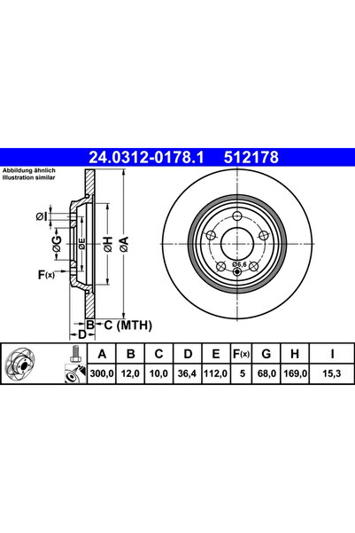 Ate Disc Frana Audi A4 Allroad B8/A5/A6 C7