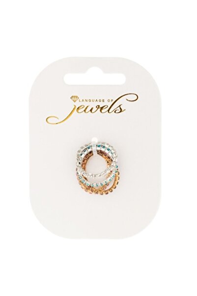 ANTBRO Set Women Rings, Multicolor, 4 Pieces, Rhinestone, MYONNA