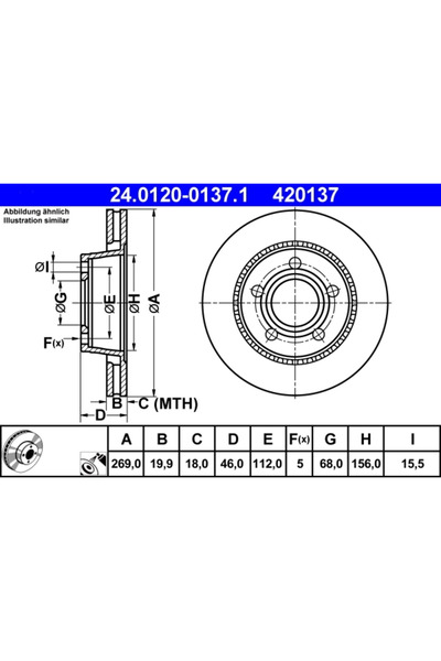Ate Disc Frana Audi 100 C3/200 C3/A8 D2