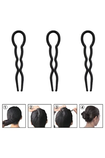 SHOPIENS Set de agrafe de păr, 3 bucăți, plastic, negru, 9 cm