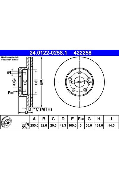 Ate Set Discuri Frana Toyota Prius Liftback 2003-2009