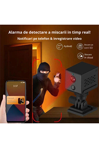 Taggo Cameră de supraveghere mini 4G 4K, reîncărcabilă, detectarea formei umane