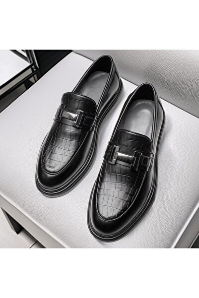 BMoD Black men's loafers with print and metallic details MOD11789