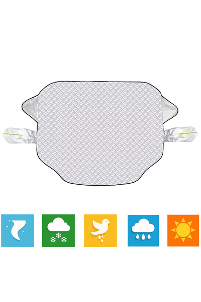 Elindor ® Car Sunshade for Windshield and Mirrors, Magnetic with 3 Magnets, 193 x 125 cm, Silver