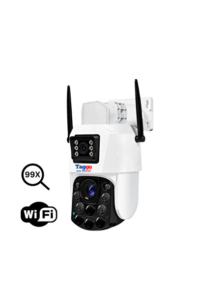 Taggo Cameră de supraveghere 4K cu două obiective, zoom 100X, controlată prin aplicație, detectare umană
