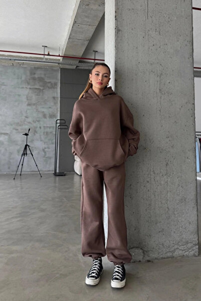 CMZ COLLECTİON Γυναικείο σετ φόρμας oversize 3 κλωστών από φλις - Άνετη εφαρμ...