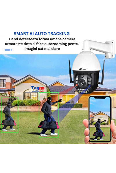 Taggo 4G 4K Ultra HD Surveillance Camera, 99X Optical Zoom, App-Controlled 360 Rotation