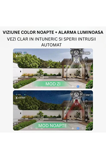 Taggo Cameră de supraveghere, WIFI, zoom 10X, 3 ecrane, rezoluție 4K, detectare umană