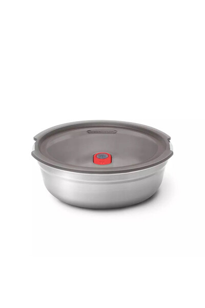 Black Blum Black+Blum Meal Prep FBSS-BL-S017 Food Container, 650ml, Round, Oven Safe, No BPA, Steel, Grey/Red
