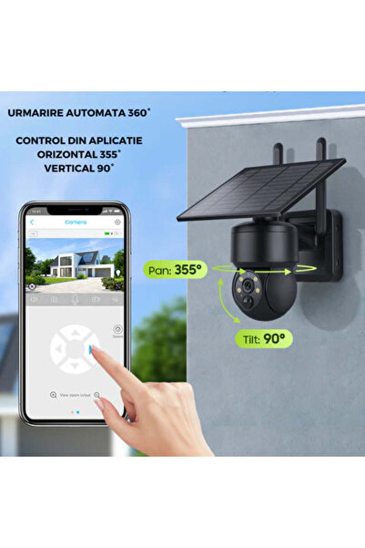 Taggo Solar-Powered 4G Surveillance Camera, 5MP, Black, with Rain Charging Capability
