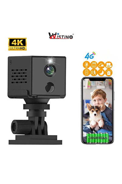 Taggo Cameră de supraveghere mini 4G 4K, reîncărcabilă, detectarea formei umane