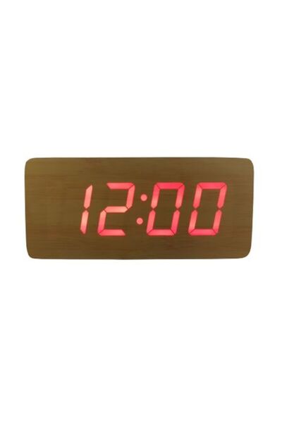 OEM Ceas digital din lemn, LED, alarmă, maro