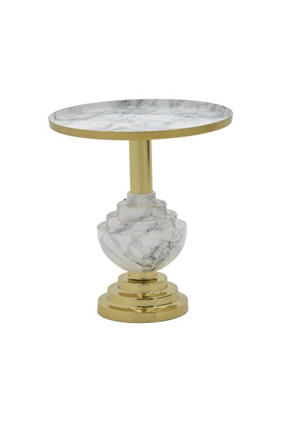 pako world Cogent side table, gray marble and gold metal, 41x41x44 cm