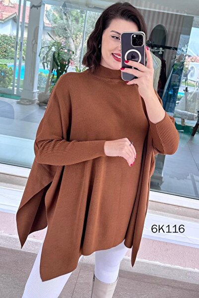 İnce Topuk Πλεκτή μπλούζα με μανίκια νυχτερίδας 6k116