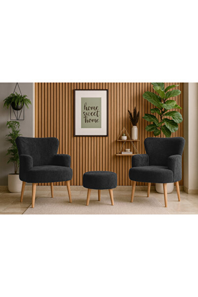 Azra Mobilya Roma Welsoft Yumuşak Kumaş 2 Berjer 1 Puf Seti – Yumuşak Dokulu ...