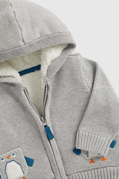 MOTHERCARE Grey Knitted Borg-Lined Hoodie