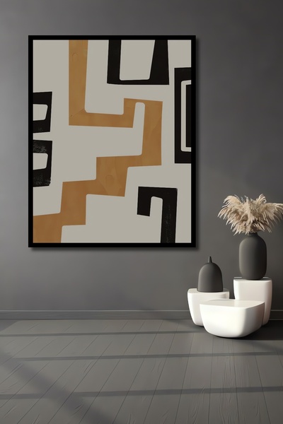 Teona Ahşap Tablou decorativ din lemn dreptunghiular, artă abstractă, aspect de cadru cu model geometric