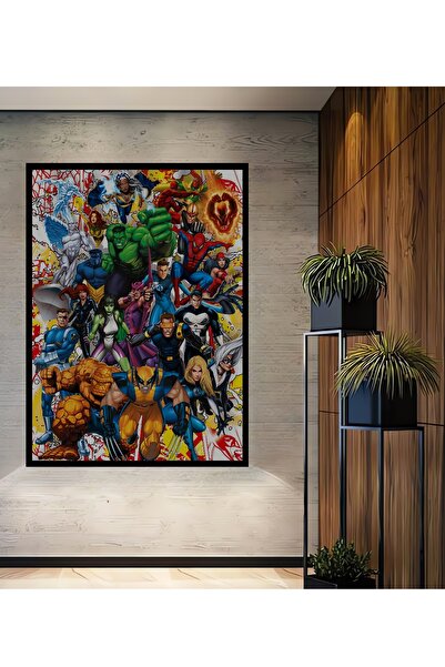 Teona Ahşap Tablou decorativ din lemn dreptunghiular Supereroi se întâlnesc cu aspect de cadru