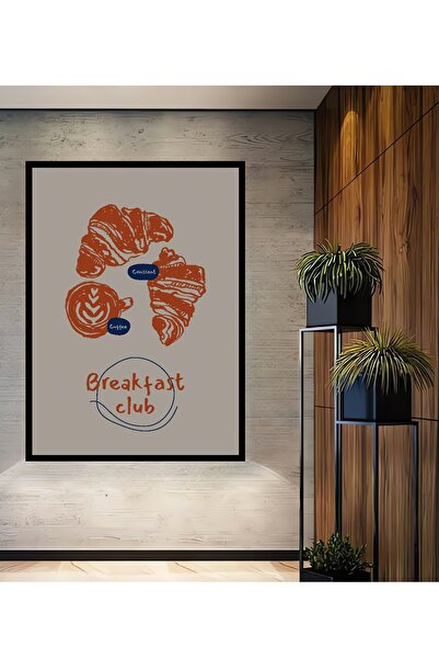 Teona Ahşap Tablă decorativă din lemn, dreptunghiulară, cu aspect de cadru de cafea croissant