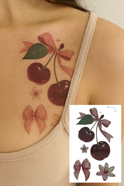 TAKIŞTIR Kiraz Ve Kurdele Figürlü Mini Dövme Tattoo