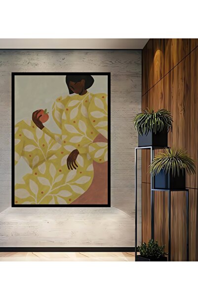 Teona Ahşap Tablou decorativ din lemn dreptunghiular, femeie în rochie galben...