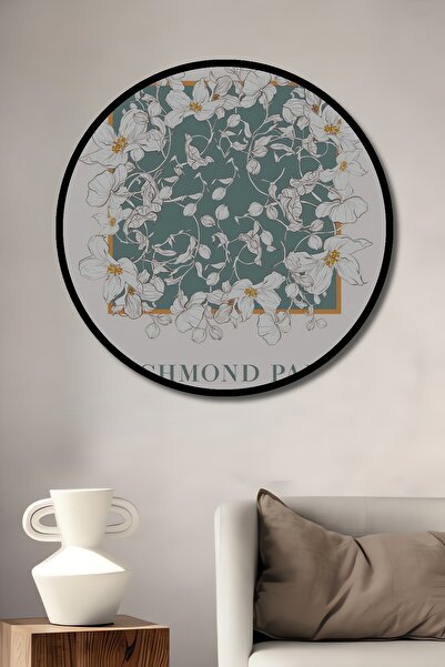 Teona Ahşap Tablou decorativ cu cadru rotund din lemn, cu aspectul Richmond P...