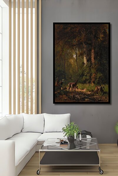 Teona Ahşap Tablou decorativ din lemn dreptunghiular cu vedere la peisajul pădurii și la cercei