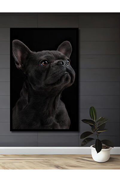 Teona Ahşap Tablou decorativ din lemn dreptunghiular Bulldog francez cu aspec...