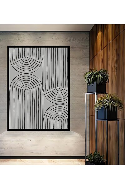 Teona Ahşap Tablou decorativ din lemn dreptunghiular cu aspect de cadru cu geometrie linii abstracte