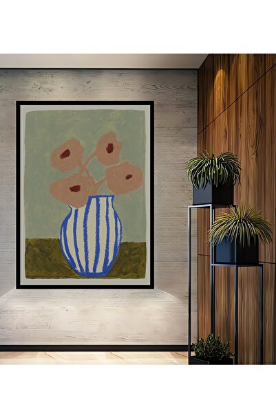 Teona Ahşap Tablou decorativ din lemn dreptunghiular cu flori într-o vază cu ...