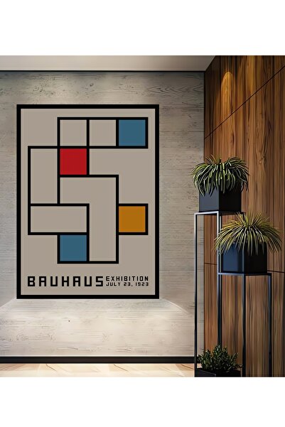 Teona Ahşap Tablou decorativ din lemn dreptunghiular Expoziție Bauhaus Geometrie 1923 Aspect cadru