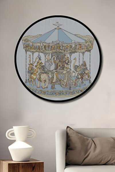 Teona Ahşap Rama rotunda decorativa din lemn cu aspect de tablou roata de noroc Lumea animalelor