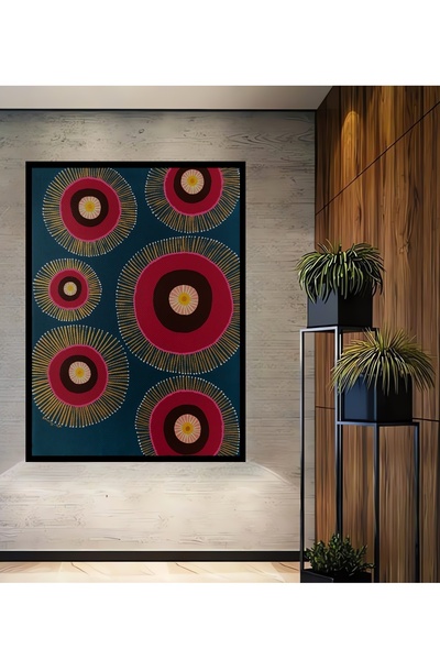 Teona Ahşap Tablou decorativ din lemn dreptunghiular cu modele circulare colo...