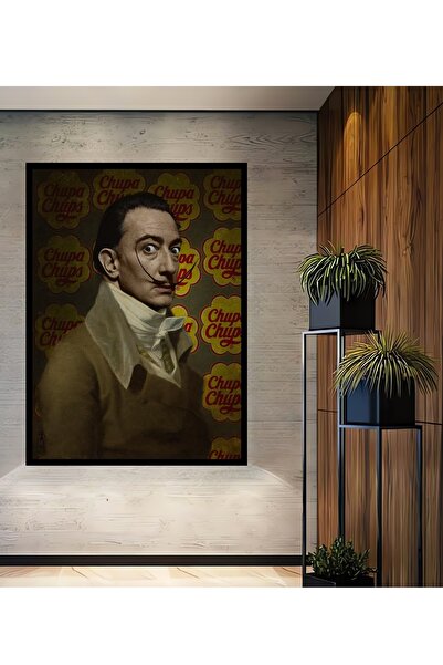 Teona Ahşap Tablou decorativ din lemn dreptunghiular Salvador Dali Chupa Chups Aspect cadru