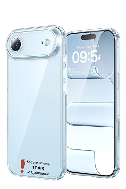 Evax (2mm Şeffaf) iPhone 17 Air Uyumlu Kamera ve Ekran Yükseltili 2mm Şeffaf ...
