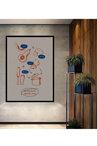 Teona Ahşap Tablă decorativă din lemn dreptunghiulară cu aspect de rama pentru rețete de supă de dovleac