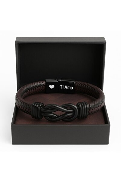 ALL PAPICKS - Men's Bracelet - Gift for Him - Brown Braided Leather Bracelet with Infinity Symbol
