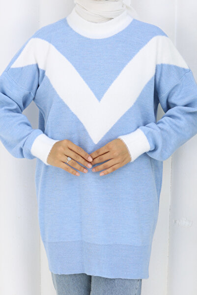 benguen Tunica tricotată cu model S3017 Albastru